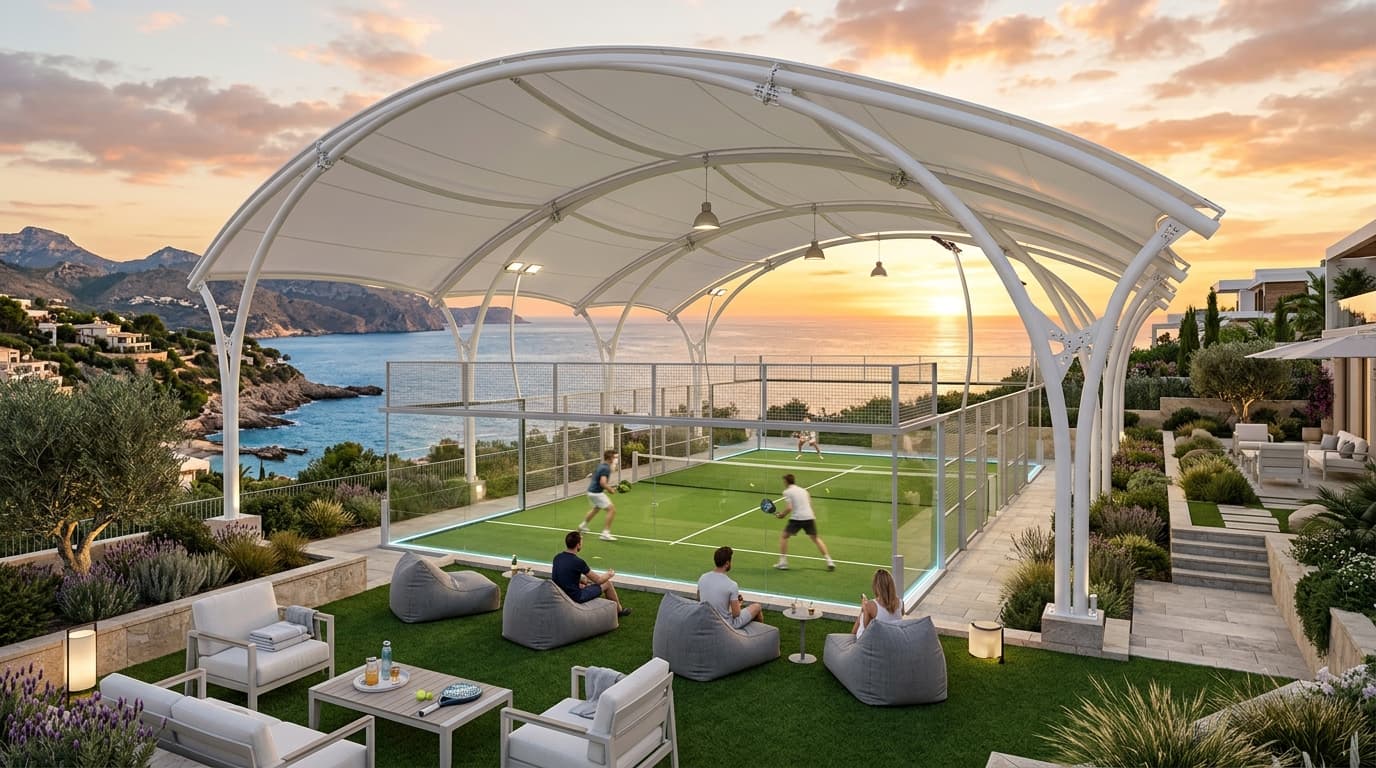 Covered padel court